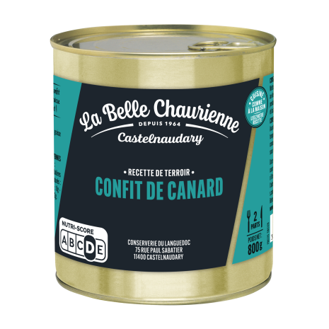 Confit De Canard (Duck Confit) in 800g tin contains 2/3 duck legs. La Belle Chaurienne brand.