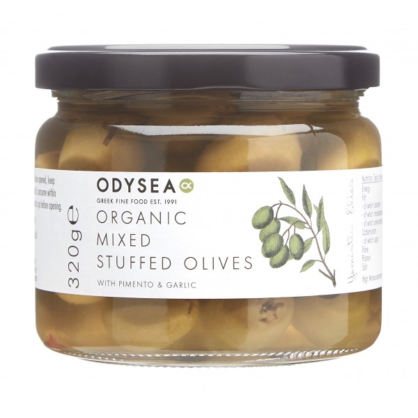 Odysea Organic mixed stuffed olives 320g