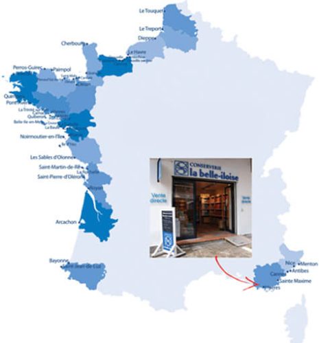 A Map Of La Belle-Iloise Shops In France