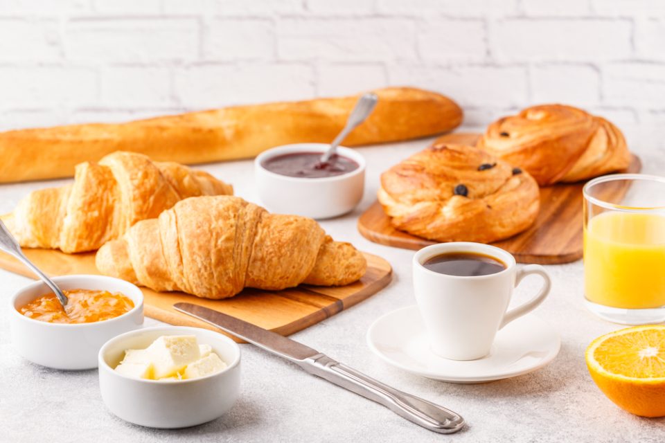 Breakfast,With,Coffee,And,Croissants,,Selective,Focus