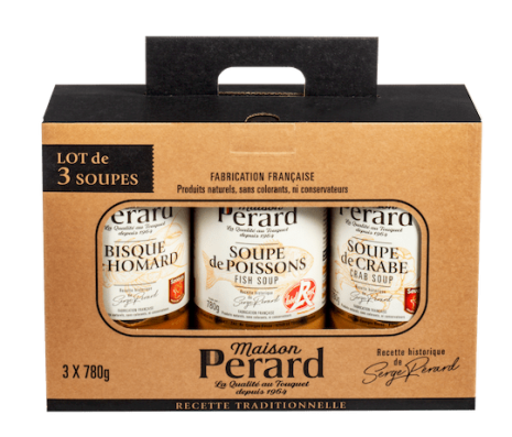 Perard Fish Soup Presentation Pack of Three Soups (Fish 780g/ xrab 780g/ lobster 780g)